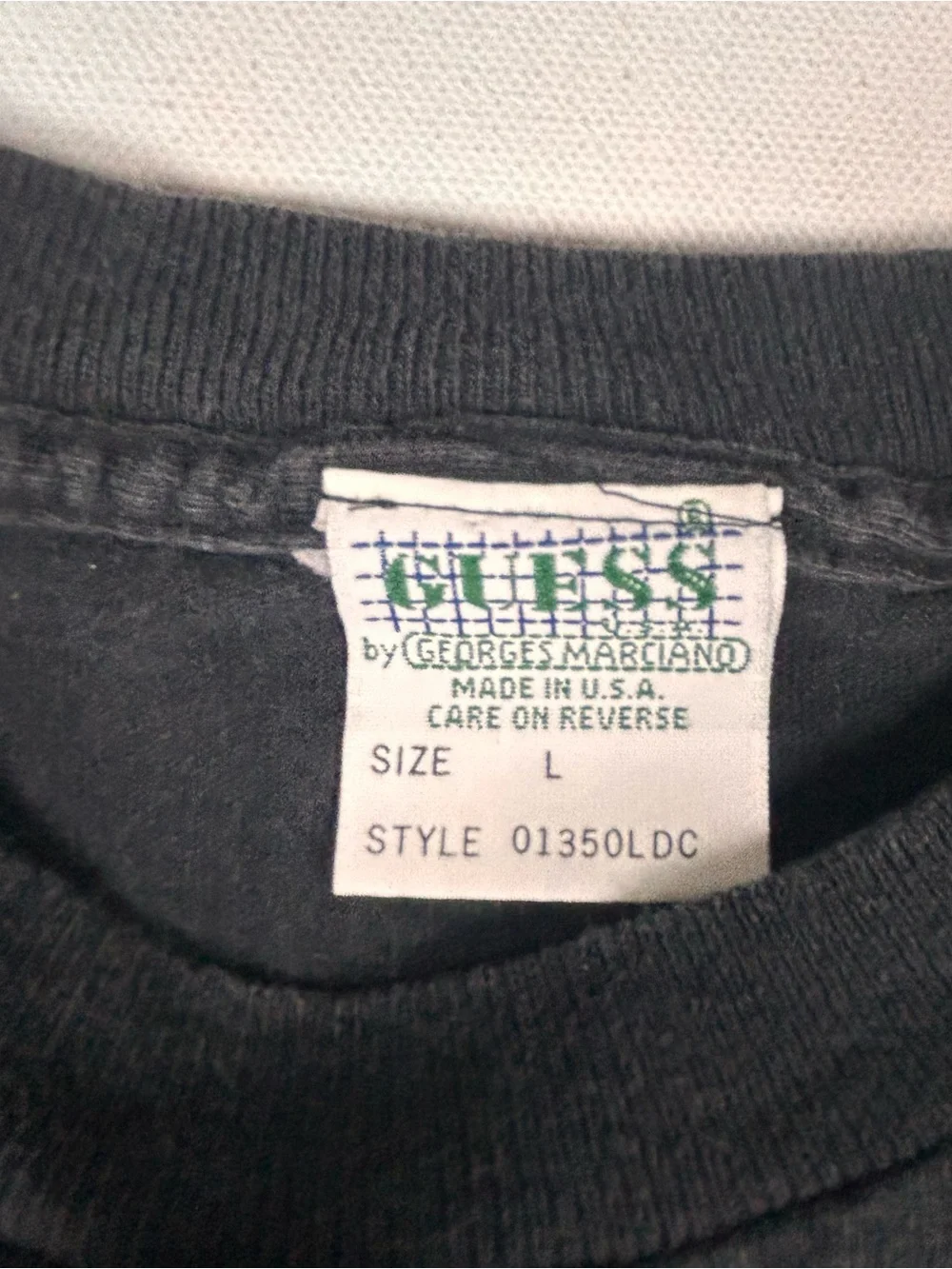 Vintage Rare 90s Guess Jeans Skate Shirt Large USA Made Black Fade Single Stitch - Picture 4 of 7